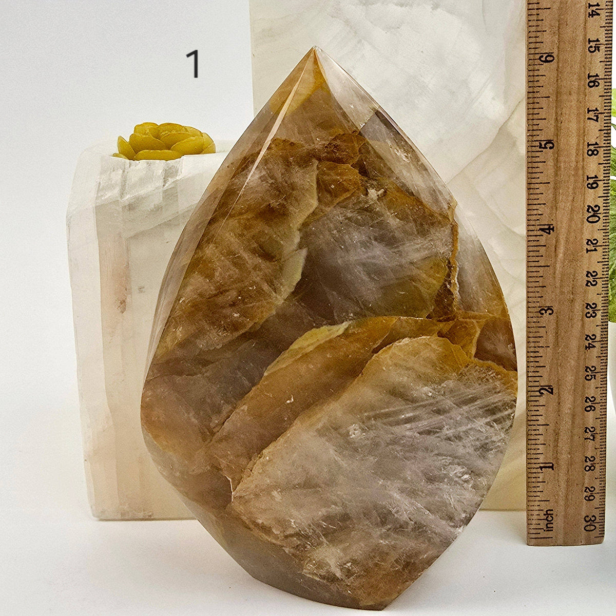 Golden Healer Quartz Crystal Flame Point Cut Base - You Choose #1: 4