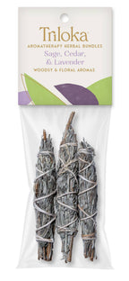 Triloka Sage, Cedar, Lavender - Mini Herbal Bundle