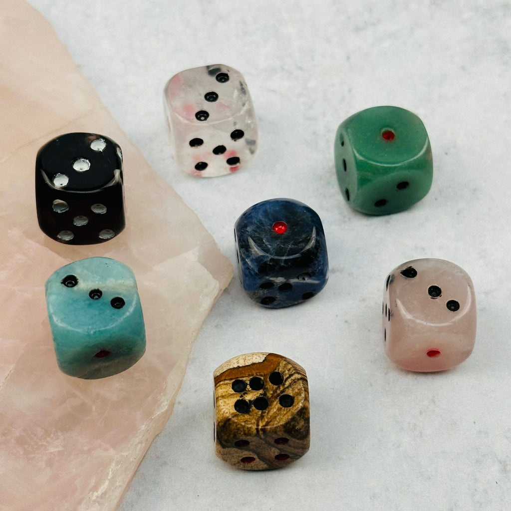 Crystal Gemstone Dice - YOU CHOOSE STONE -: Rose Quartz