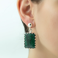 Chrysocolla Earrings Sterling Silver Dangling Statement