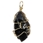 Wire Wrap Rough Stone And Gold Pendants: Sunstone