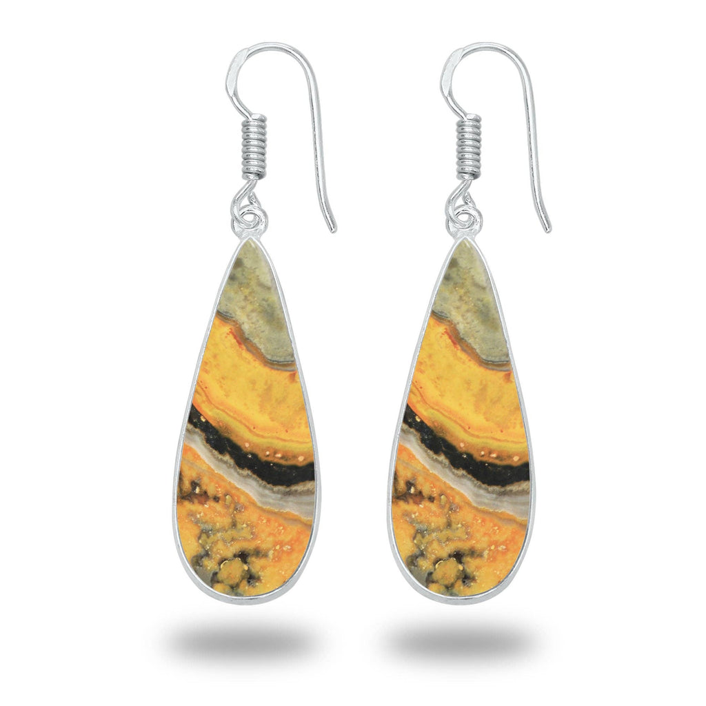 Bumblebee Jasper Earrings – Minimalist Design, Silver-Plated, Handmade