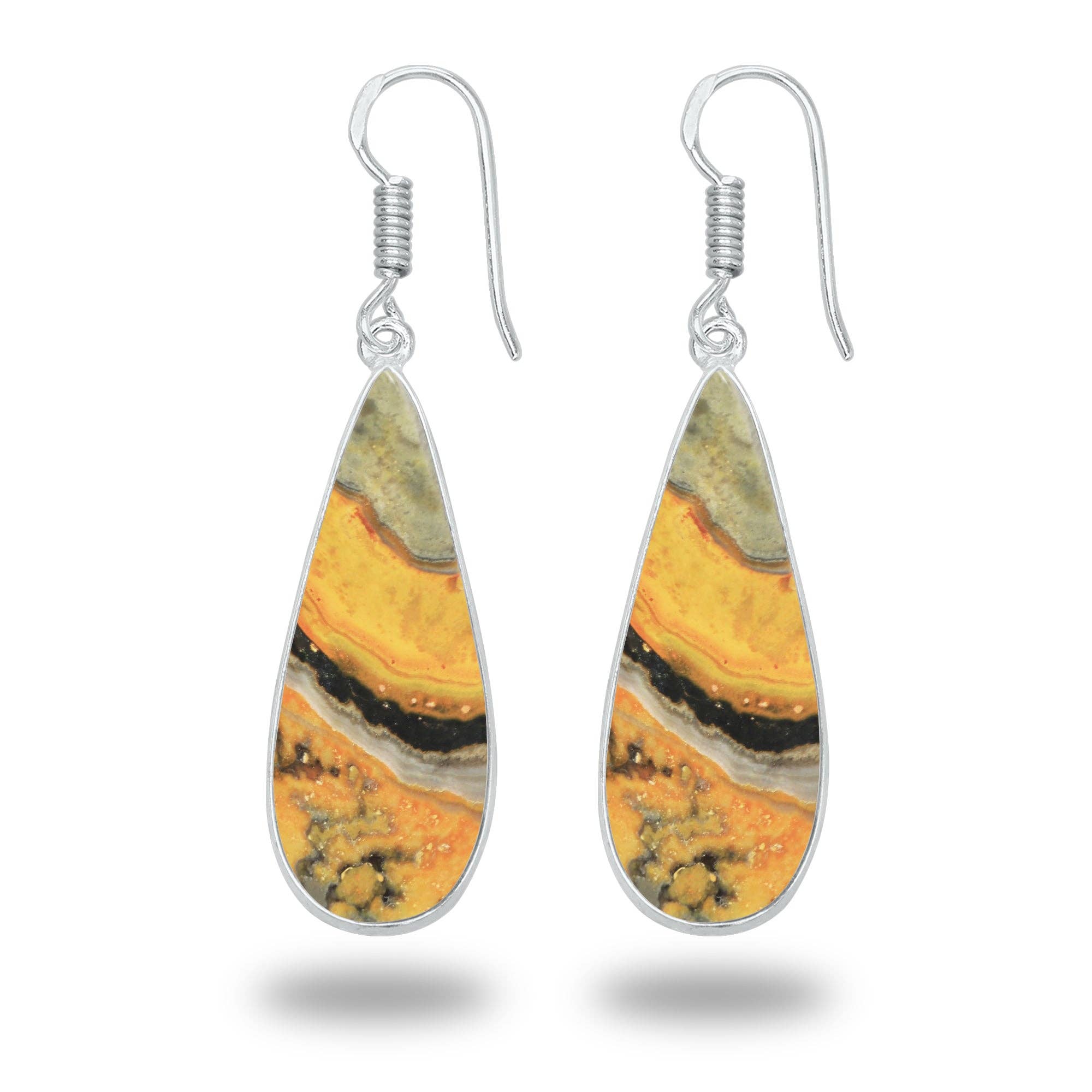 Bumblebee Jasper Earrings – Minimalist Design, Silver-Plated, Handmade