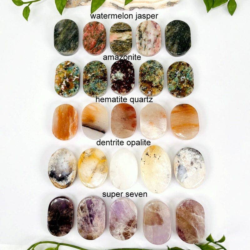 Gemstone Crystal Worry Stone - Finger Massage Stone (RK11): Green Snakeskin Jasper