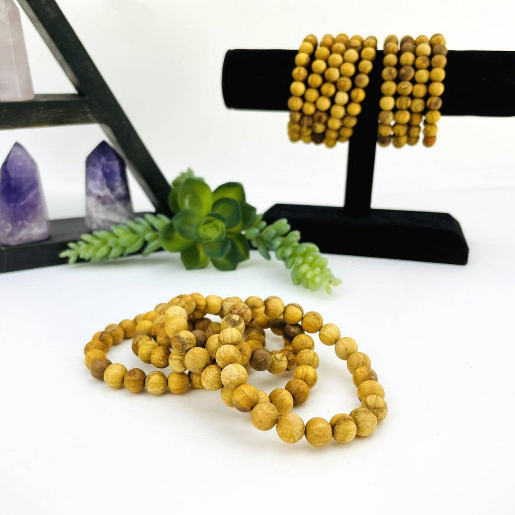 Crystal Palo Santo Round Bead Bracelets  8mm Beads
