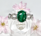 Natural Malachite Stainless Steel Rings 8x10mm