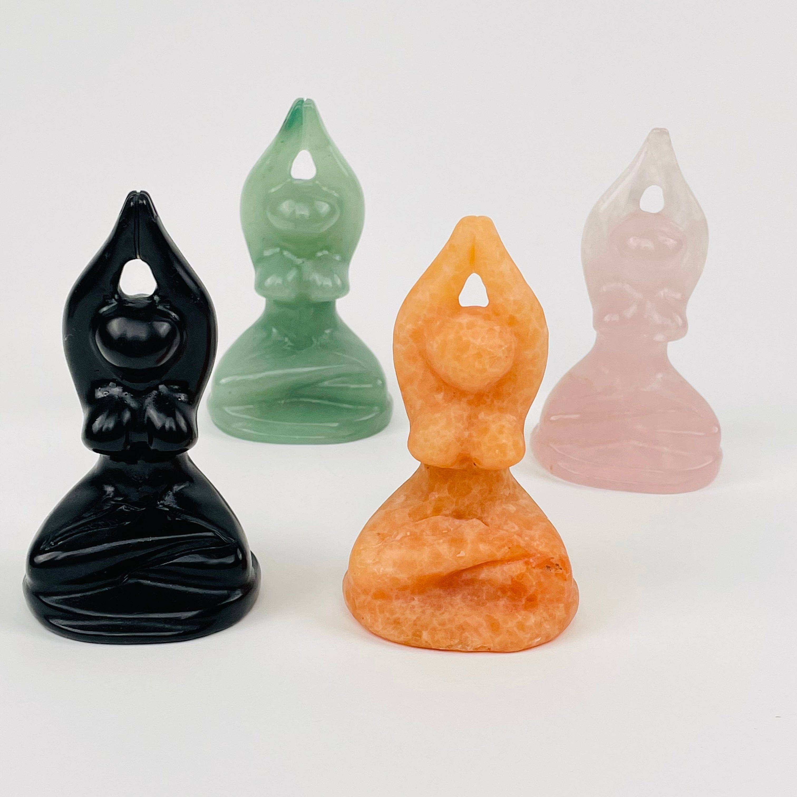 Crystal Gemstone Meditating Goddess - You Choose Stone: Rose Quartz