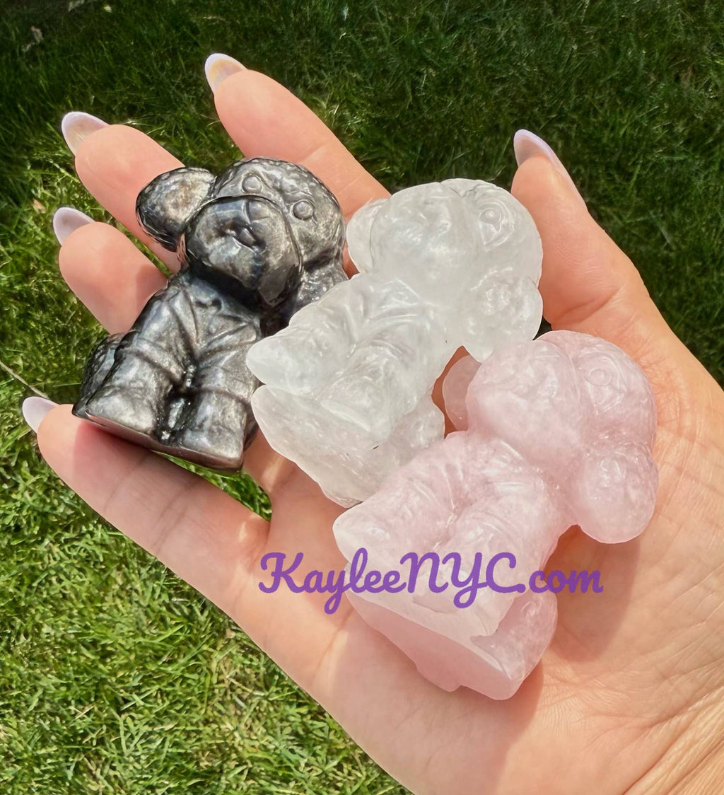 6cm Natural mix Crystal Toy Poodle Healing Energy