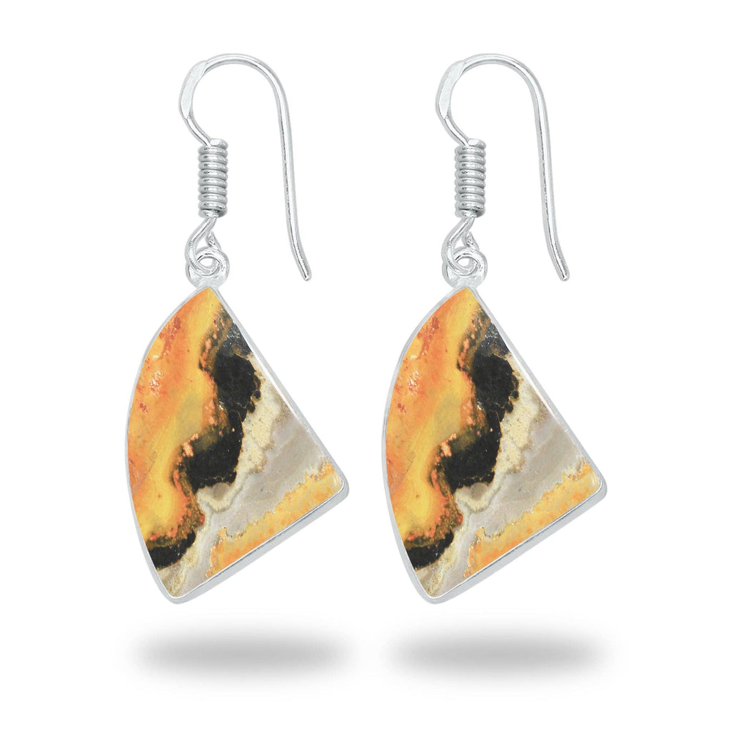 Bumblebee Jasper Earrings – Minimalist Design, Silver-Plated, Handmade