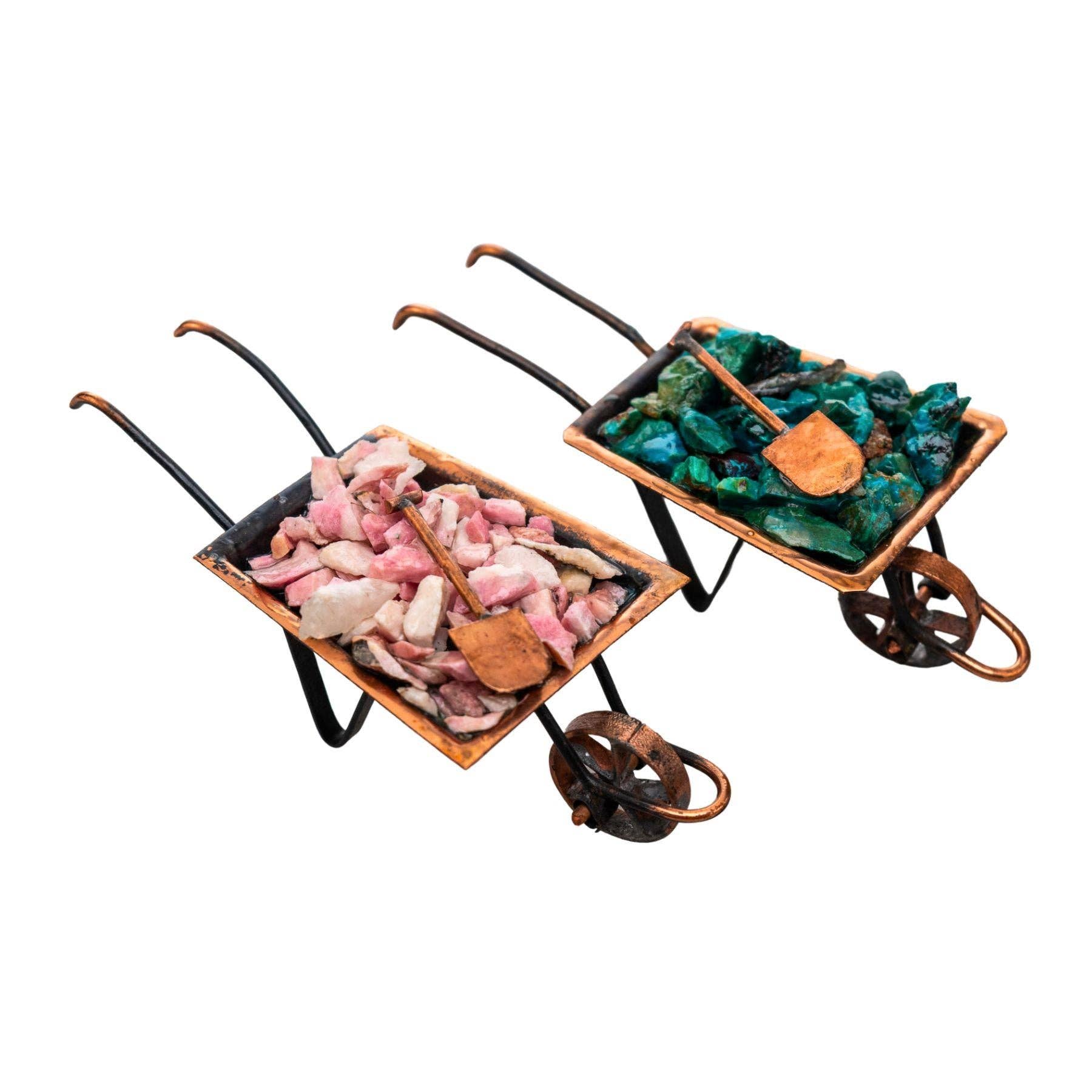 Crystal Chip Wheelbarrow.: Chrysocolla