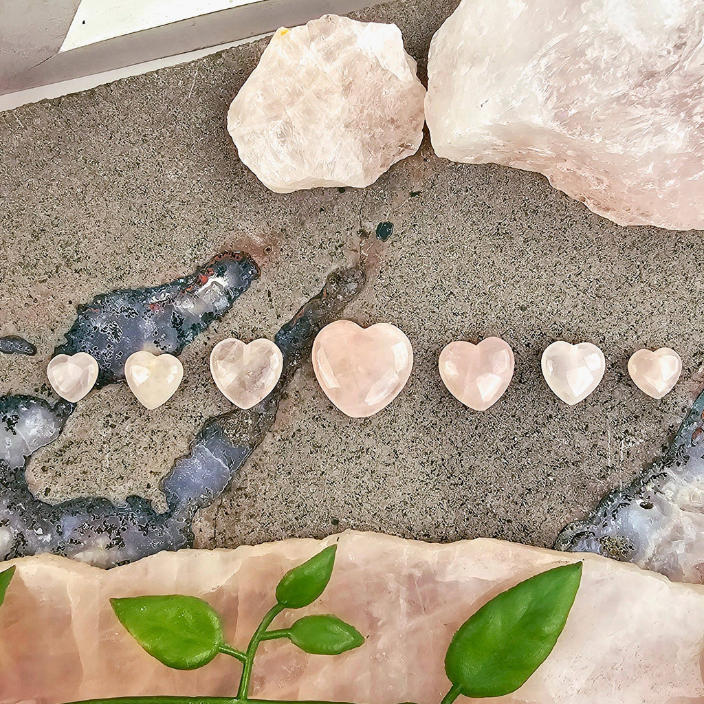 Rose Quartz Crystal Hearts - By Size : Size 2