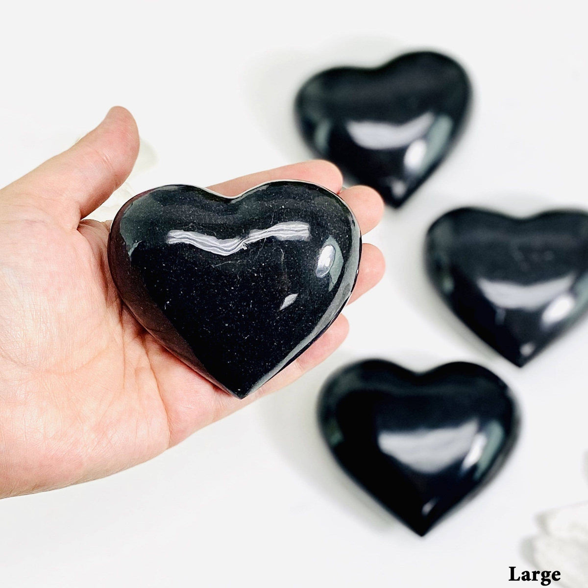 Black Onyx Puff Crystal Hearts