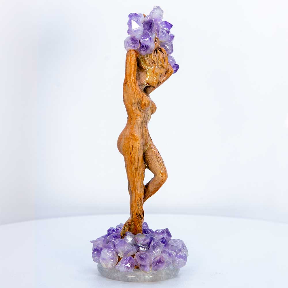 Polyresin Forest Tree Goddess Statue - Amethyst Clusters: Amethyst