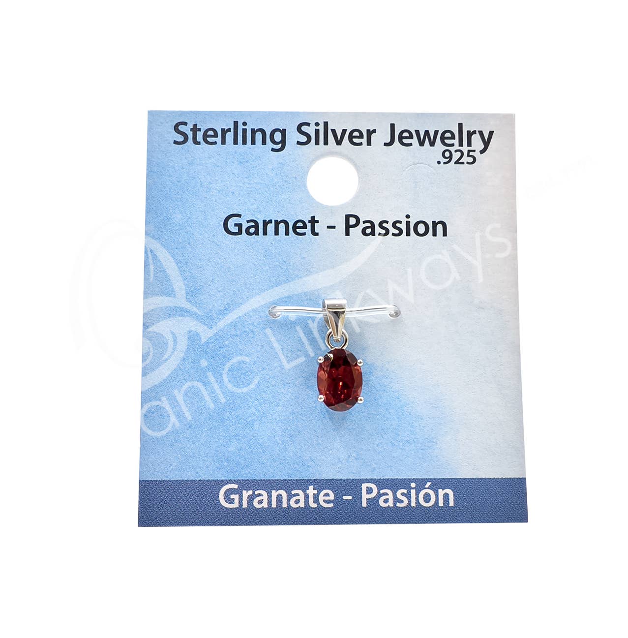 STERLING SILVER - PENDANT GARNET FACETED OVAL 5-7 MM