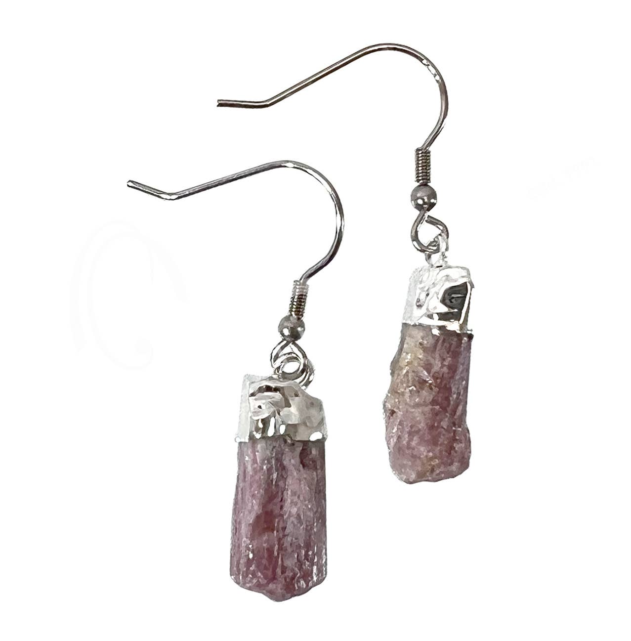 (PAIR)EARRINGS - POINT, NATURAL TOURMALINE, PINK 30-40 MM