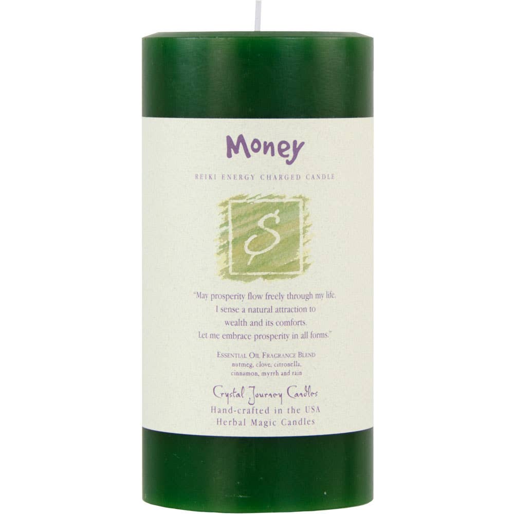 Reiki Herbal Pillar Candle Money 3"X 6" (Each)