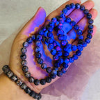 Yooperlite Round Bead Crystal Bracelets - UV Reactive! Gemstone Stretch Bracelet