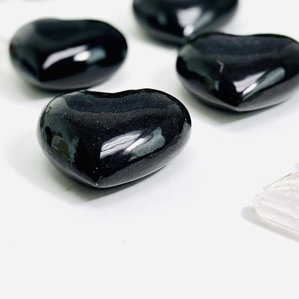 Black Onyx Puff Crystal Hearts