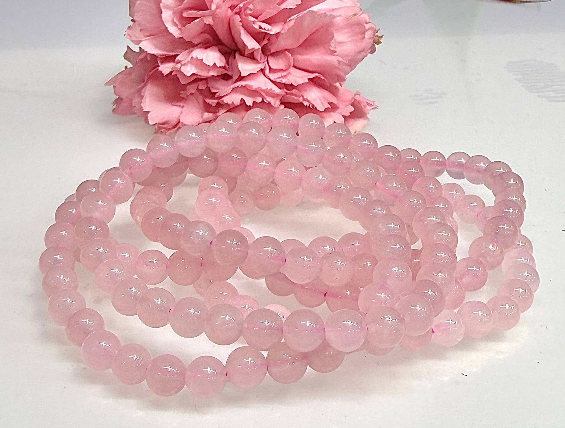 6mm Natural Rose Quartz Crystal Healing Stretch Bracelet