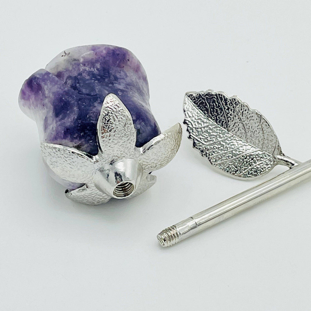 Crystal Rose - Carved Stone -: Yooperlite / Gold