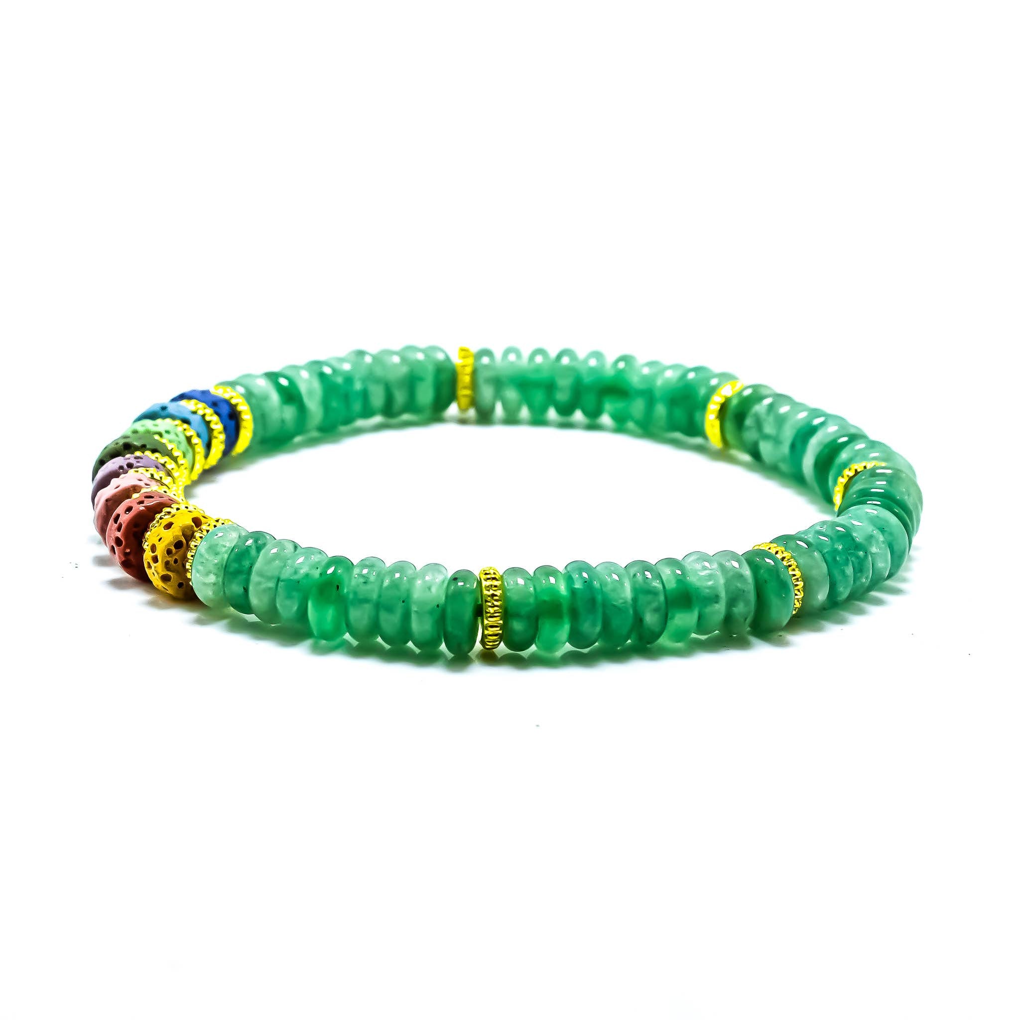 Chakra Green Aventurine Stretch Roundel Bracelets