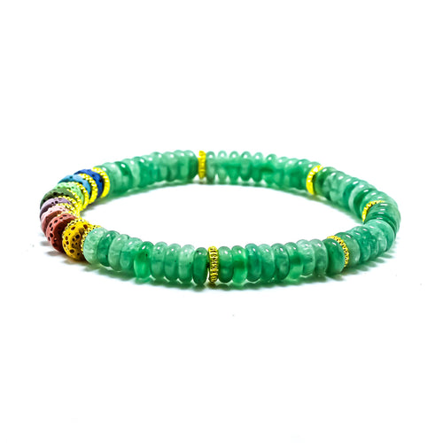 Chakra Green Aventurine Stretch Roundel Bracelets