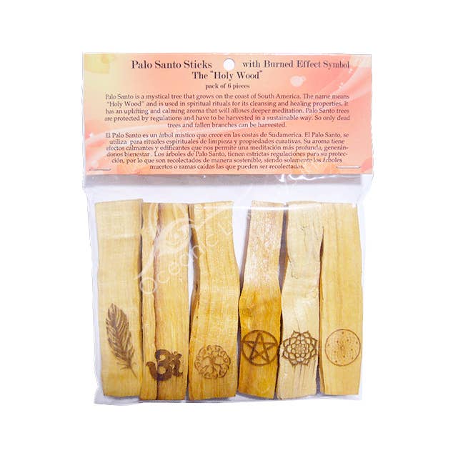 Palo Santo - Sticks With Symbols (Pk 6) 4"