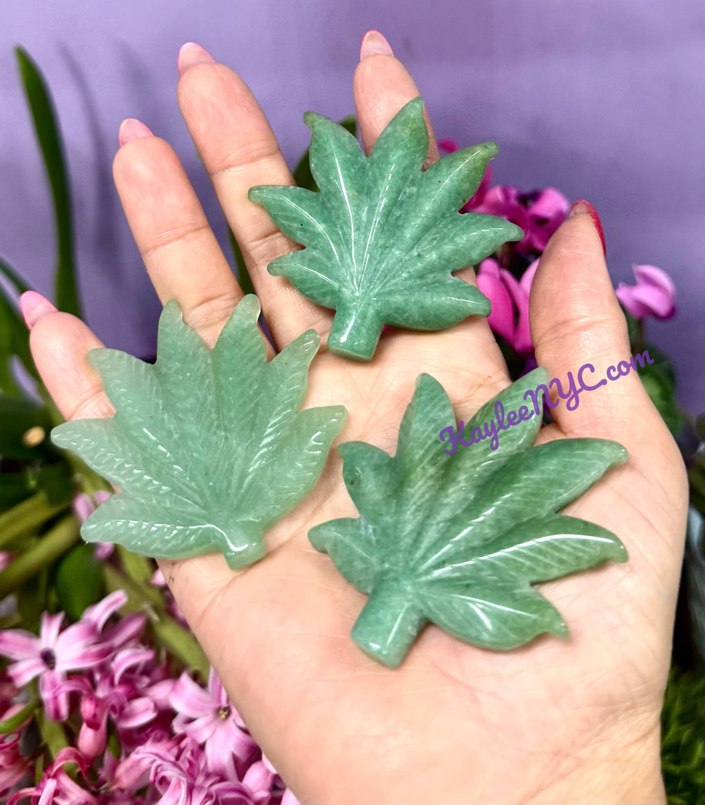 2” Natural Aventurine Pot Leaf for Healing