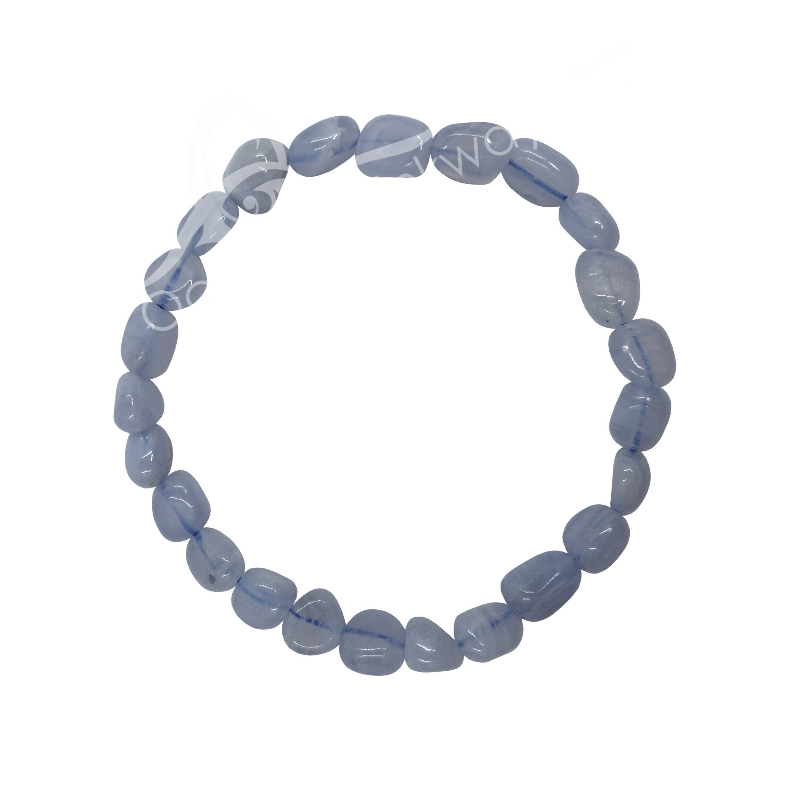 BRACELET - TUMBLED STONES AGATE, BLUE LACE (6-8 MM) 7.45-7.5