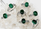 Natural Malachite Stainless Steel Rings 8x10mm