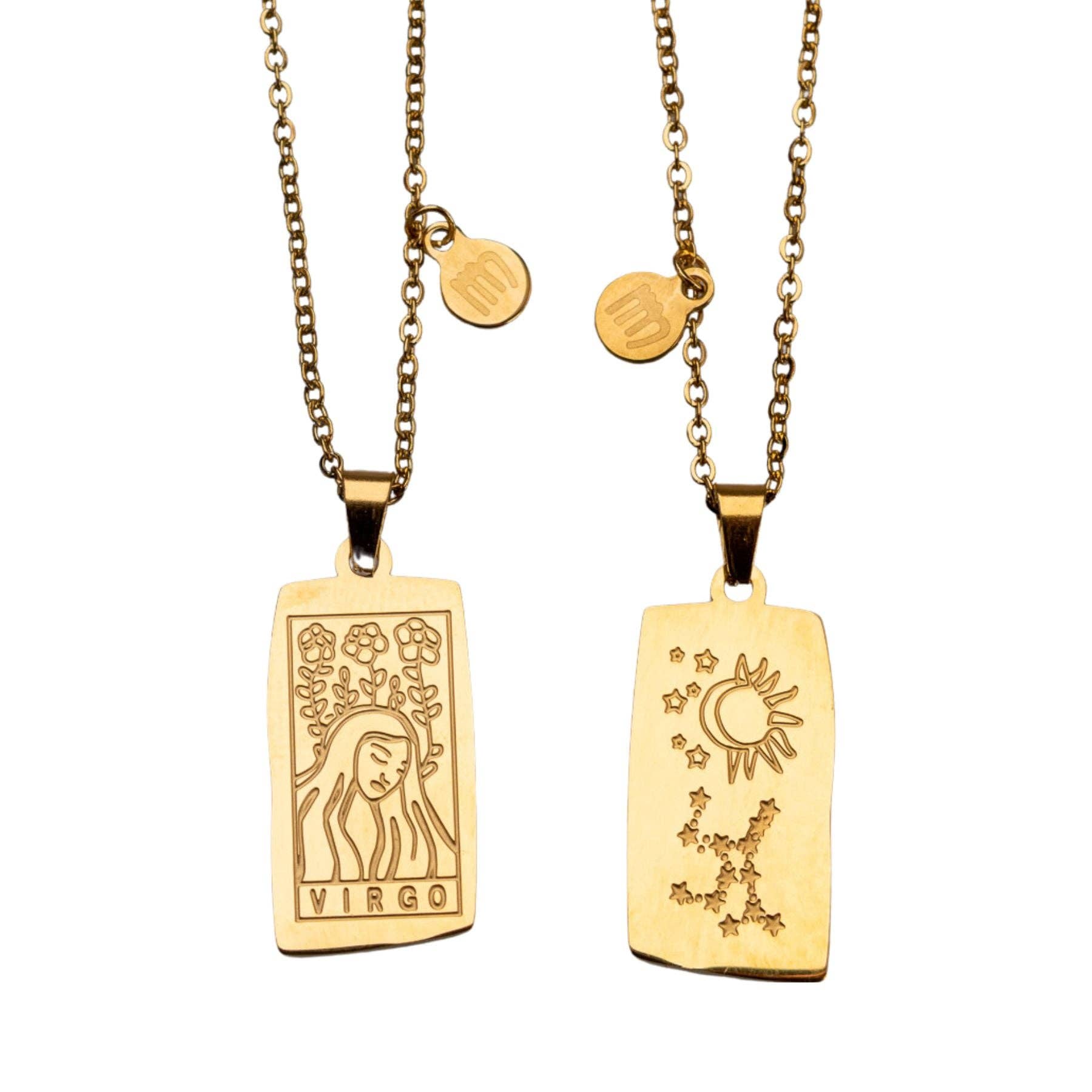 Zodiac Tarot Card & Astrology Necklace: Gold Plated / Libra