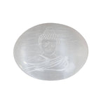 Buddha Engraved Selenite Palm Stone
