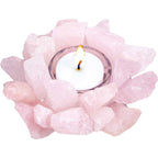 Gemstone T-Light Holder Cluster Points - Rose Quartz (Each): Rose quartz