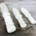 Hand Carved Crystal Selenite Knife with Twisted Handle: 25cm