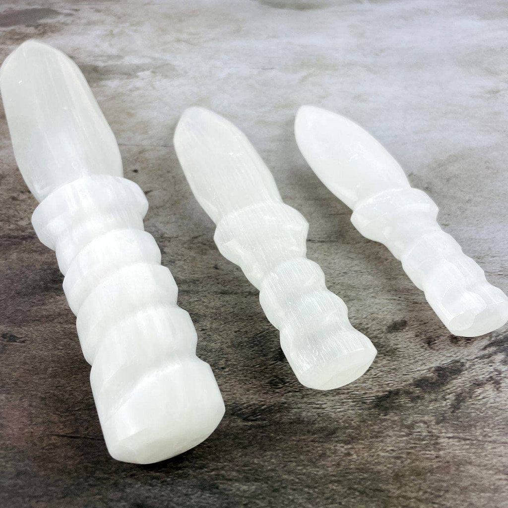 Hand Carved Crystal Selenite Knife with Twisted Handle: 20cm
