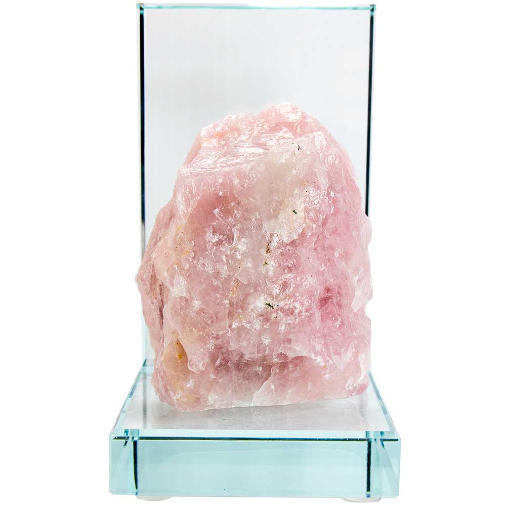 Glass L Shaped Bookends - Rose Quartz Rough (Set of 2): Rose Quartz