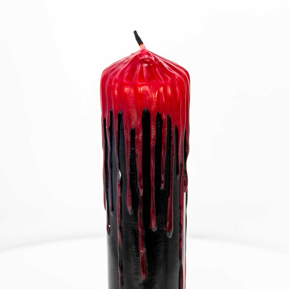 Dripping Colors Pillar Candle - Black/Red (Each): Black/Red