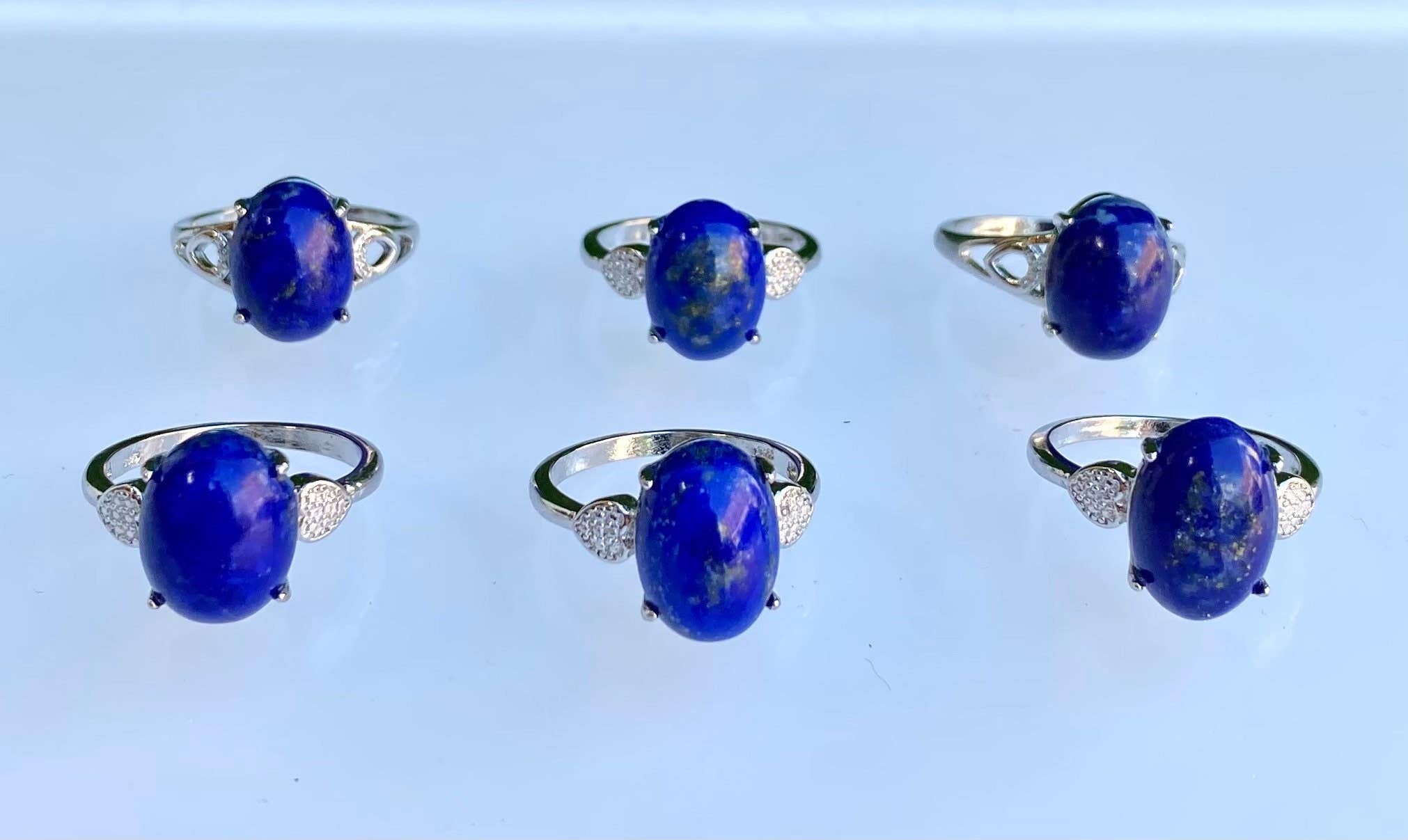 Natural Lapis Lazuli White Bronze Rings