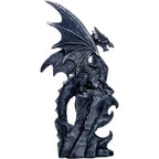 Polyresin Winged Dragon Perched on Shield w/Gem (Set of 2): Dragon