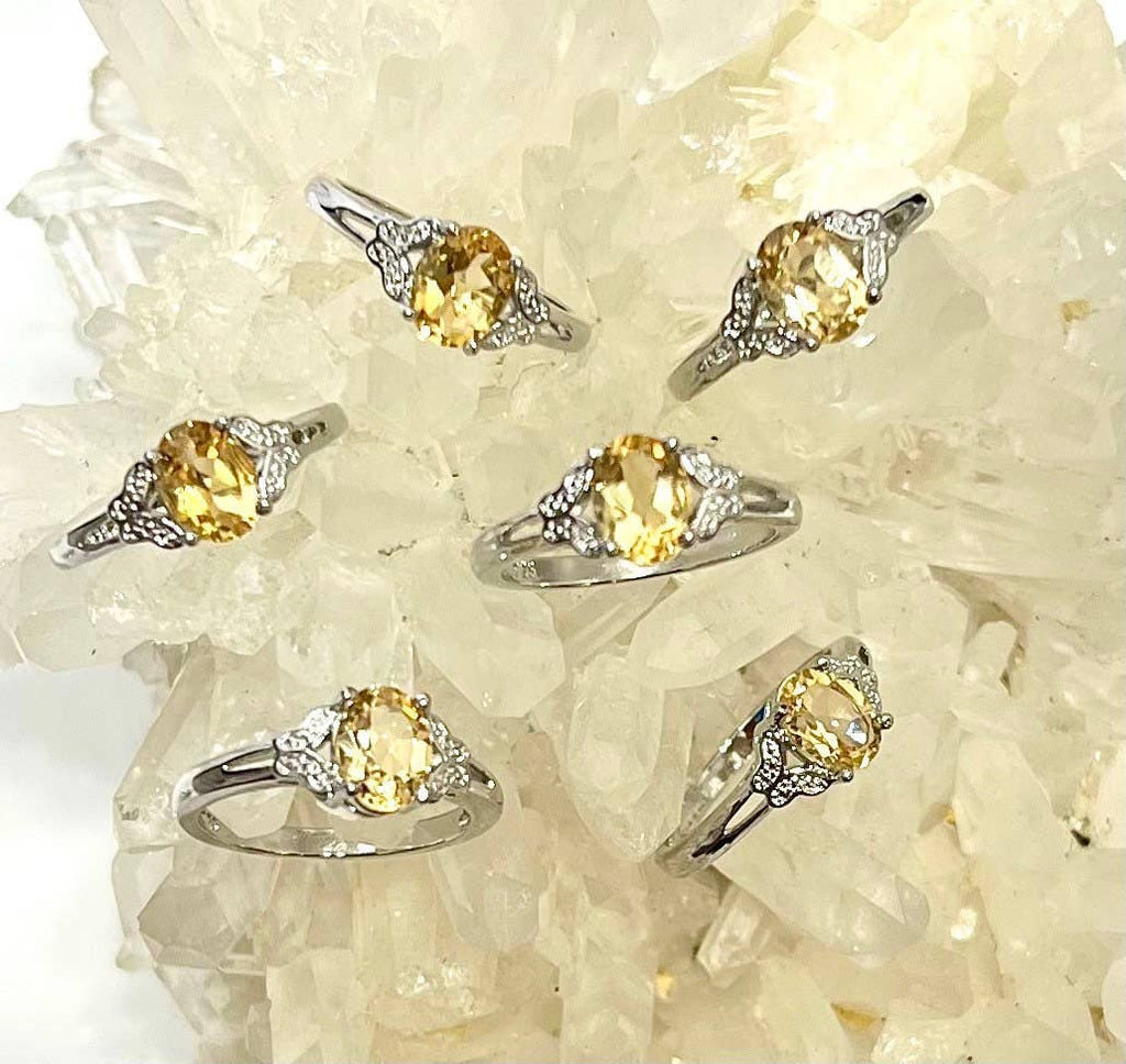 Citrine Ring White Bronze