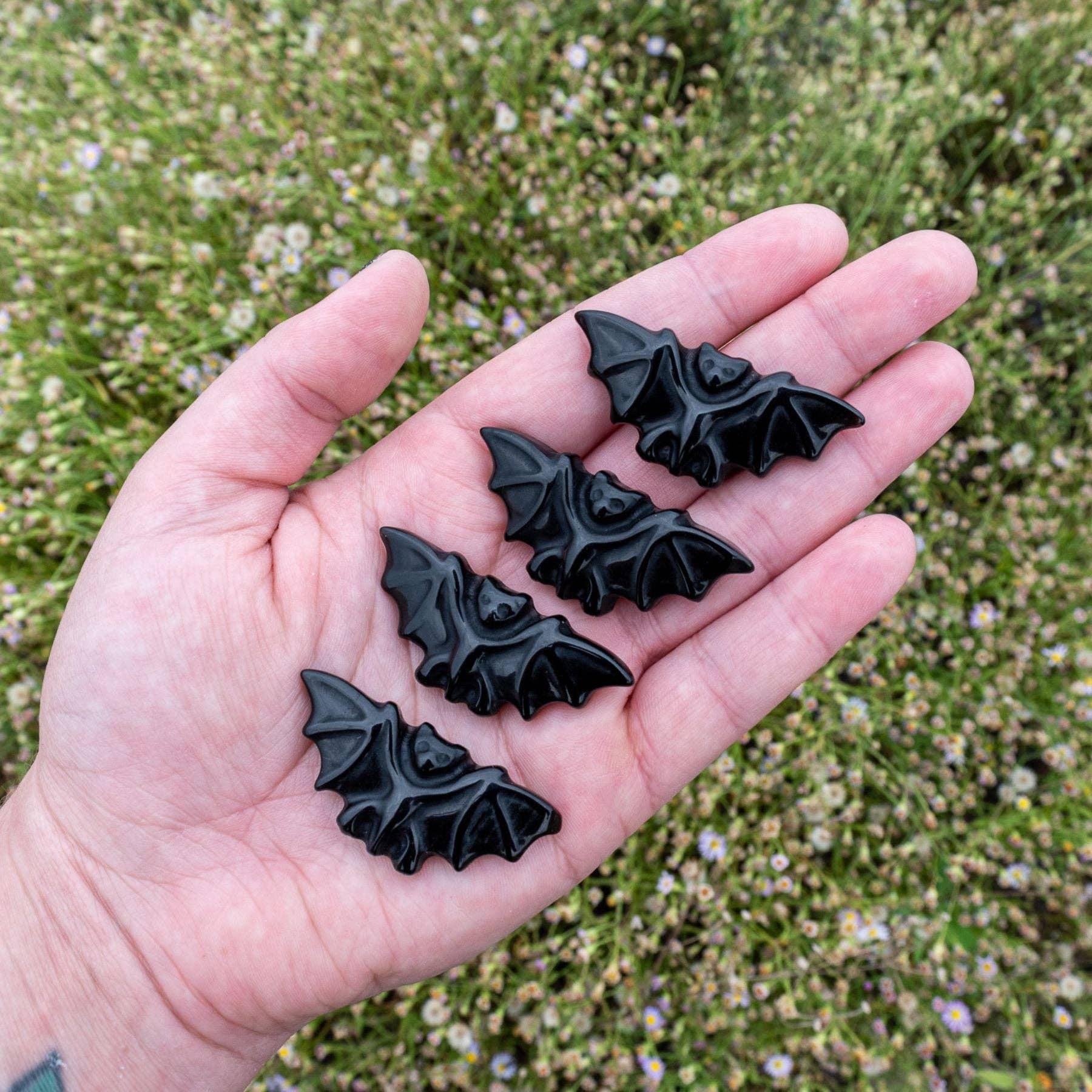 Black Obsidian Carved Bat.