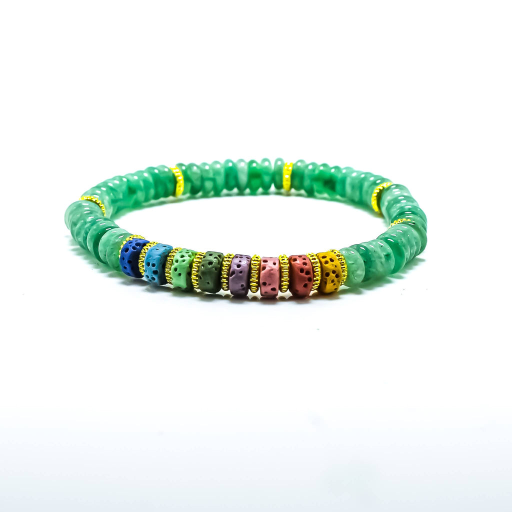Chakra Green Aventurine Stretch Roundel Bracelets