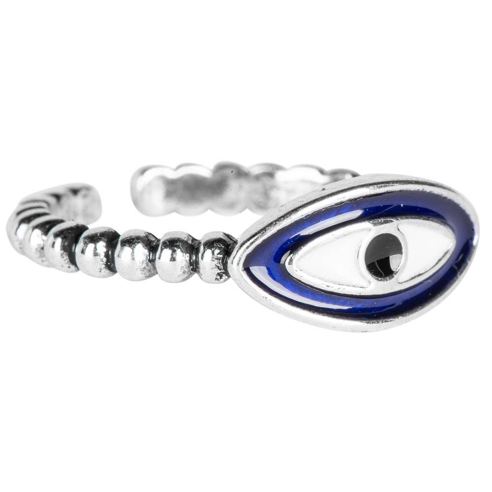 Oval Evil Eye Adjustable Ring
